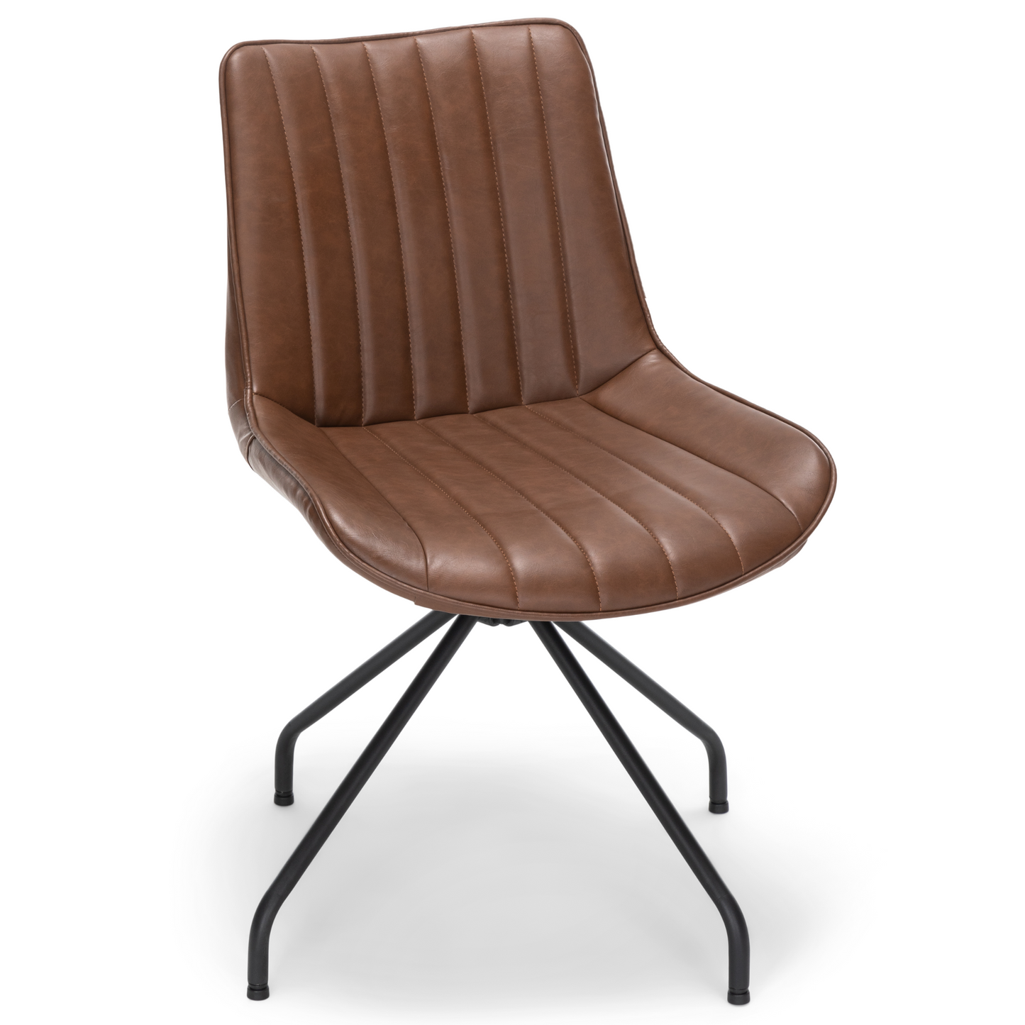 Lola - Chaise de salle à manger en similicuir brun avec fonction pivotante à 360 degrés