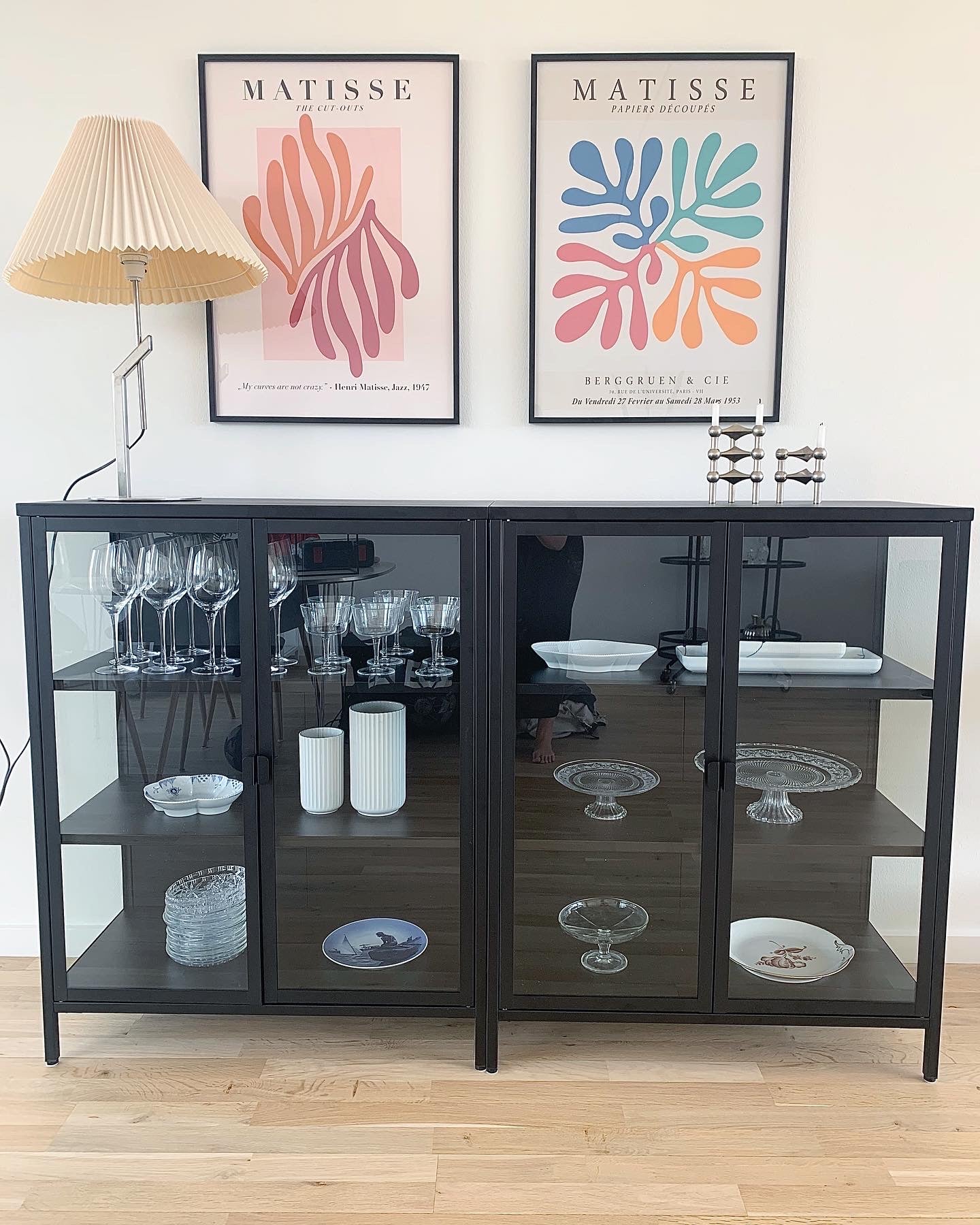 Herman - Meuble de rangement en verre - Métal noir 80 x 40 x 105 cm