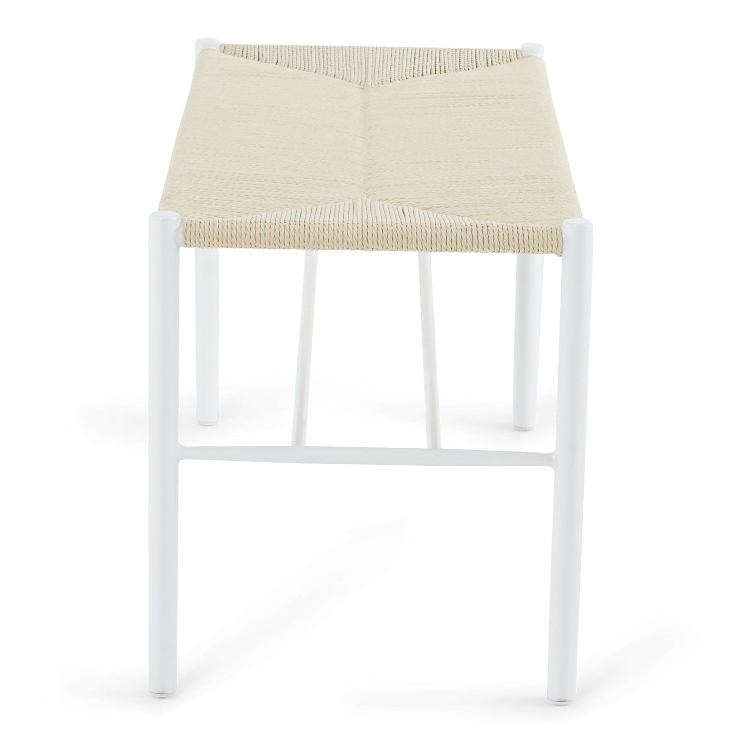 Bella - Banc blanc avec assise en rotin