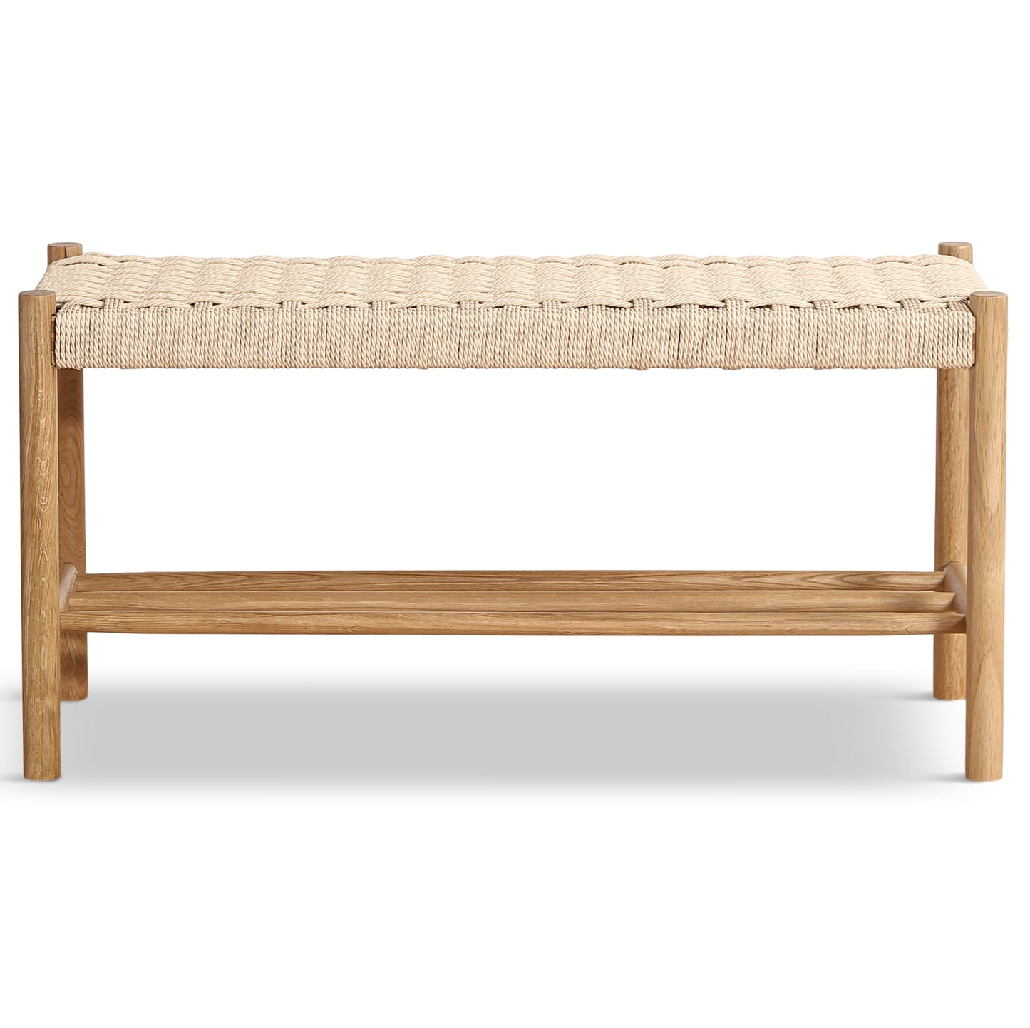 Banc Elias en chêne avec assise tressée 90x35x45