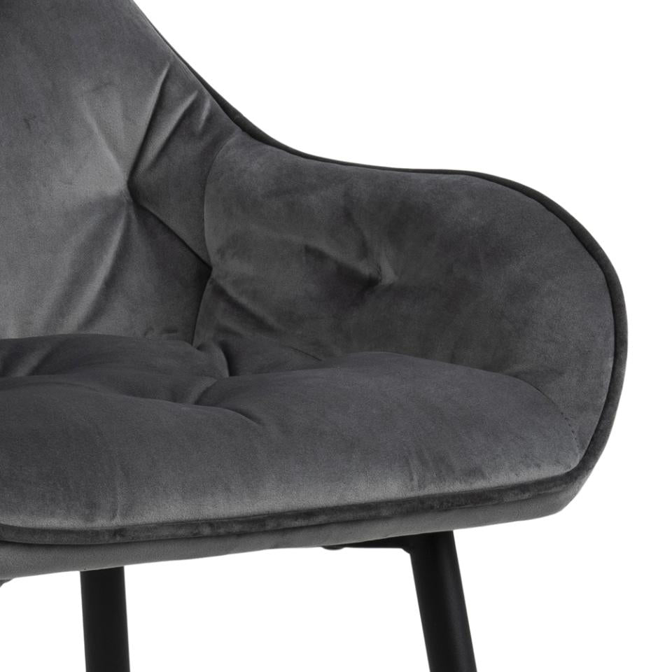 Mario - Tabouret avec dossier en velours gris 65 cm