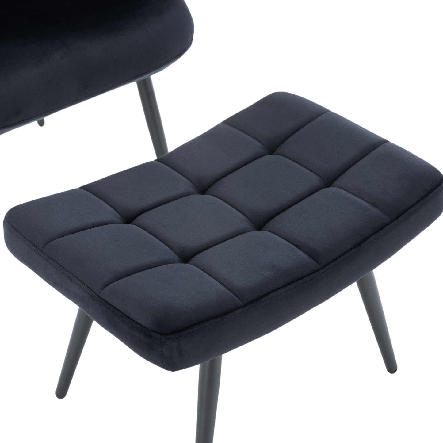Alfred - Fauteuil avec repose-pieds - Velours noir