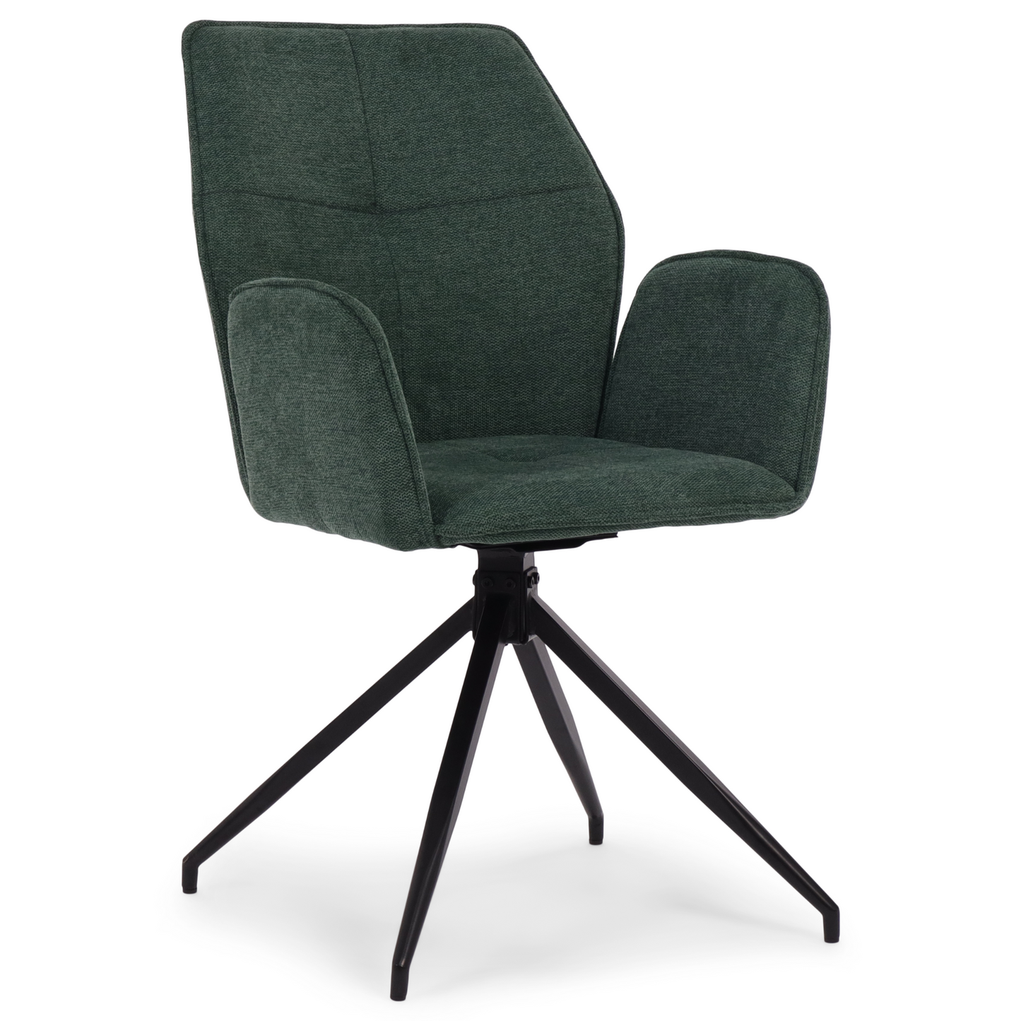 Carina - Chaise de salle à manger en tissu vert avec fonction pivotante à 360 degrés