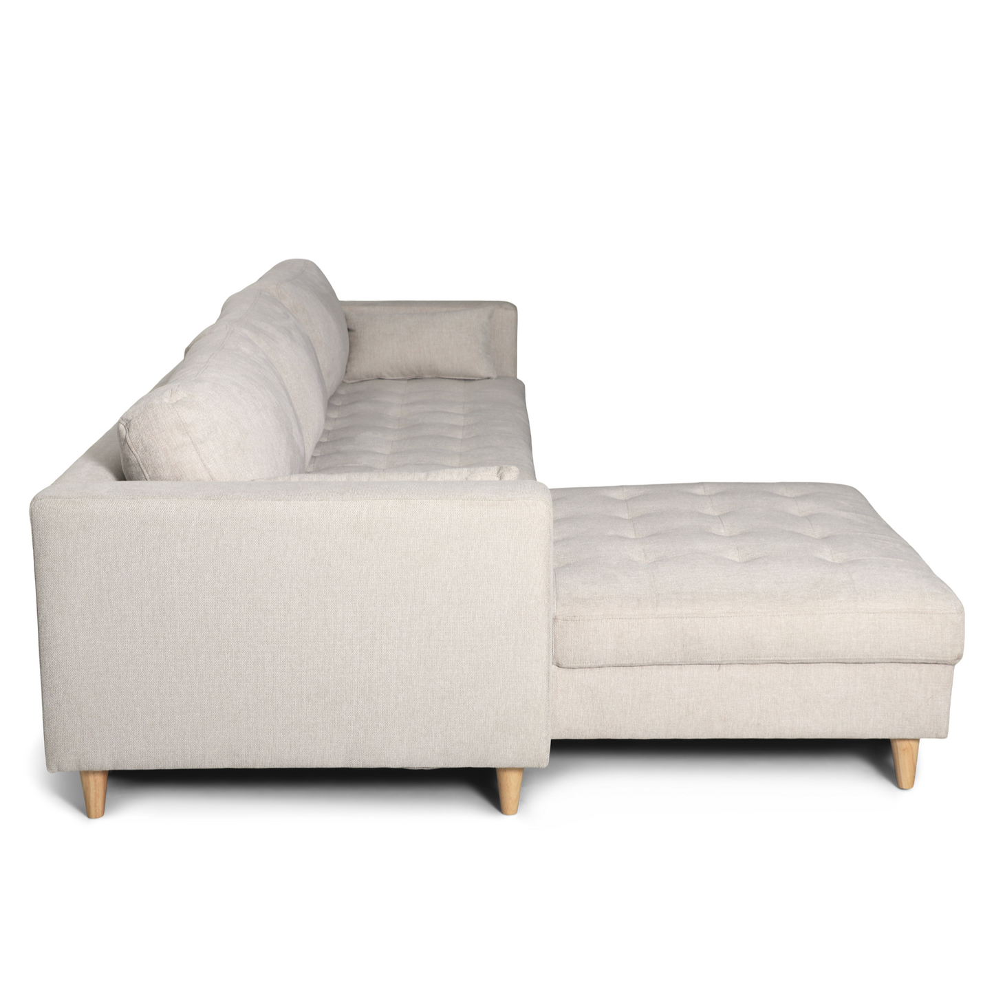 Canapé - Chaise longue réversible beige droite et gauche L:290 x P:96 x H:80 cm