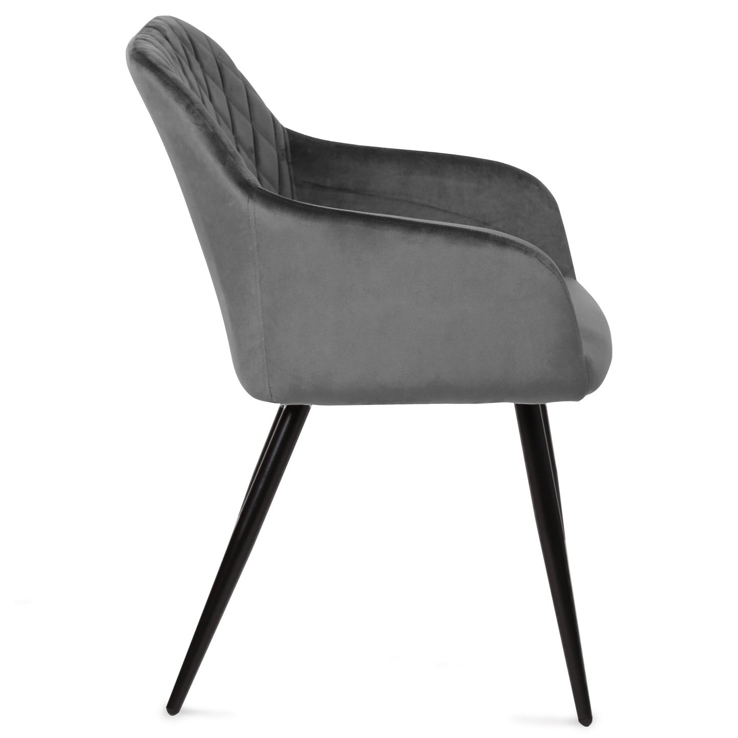 Carlo - Chaise de salle à manger en velours gris avec accoudoirs