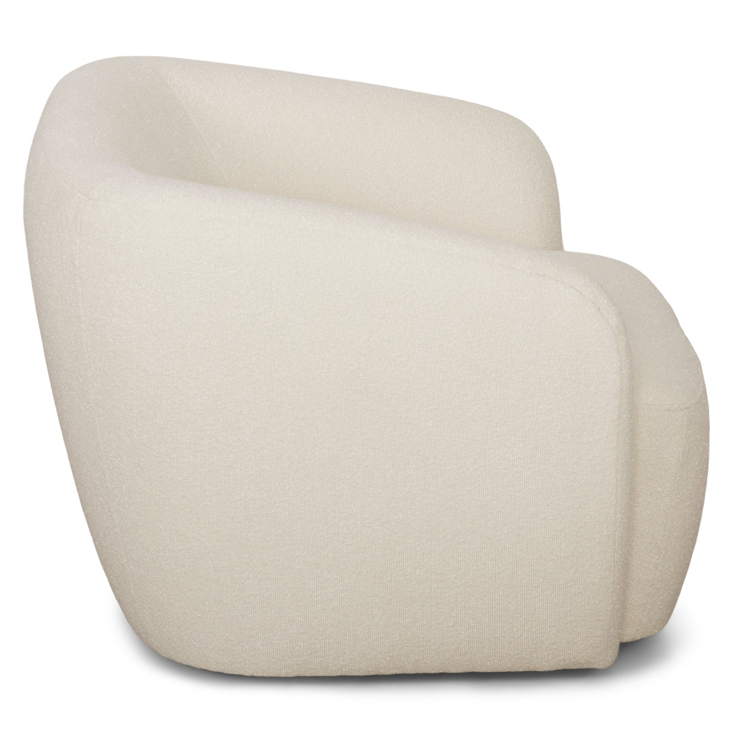 Melisa - Fauteuil en bouclé blanc L: 92 x P: 84 x H: 66 cm