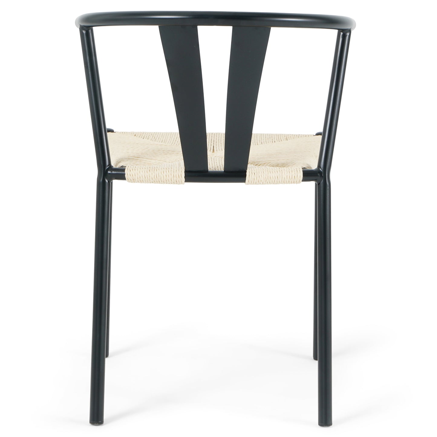 Shila - Chaise de salle à manger noire avec tressage