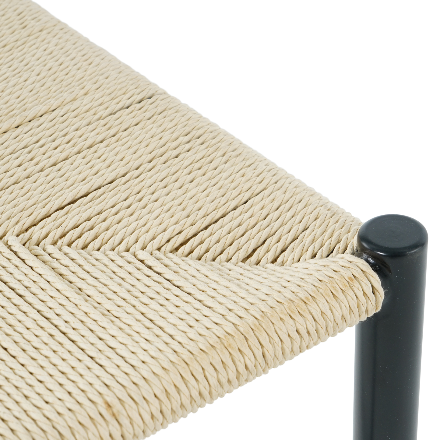 Bella - Banc noir avec assise tressée