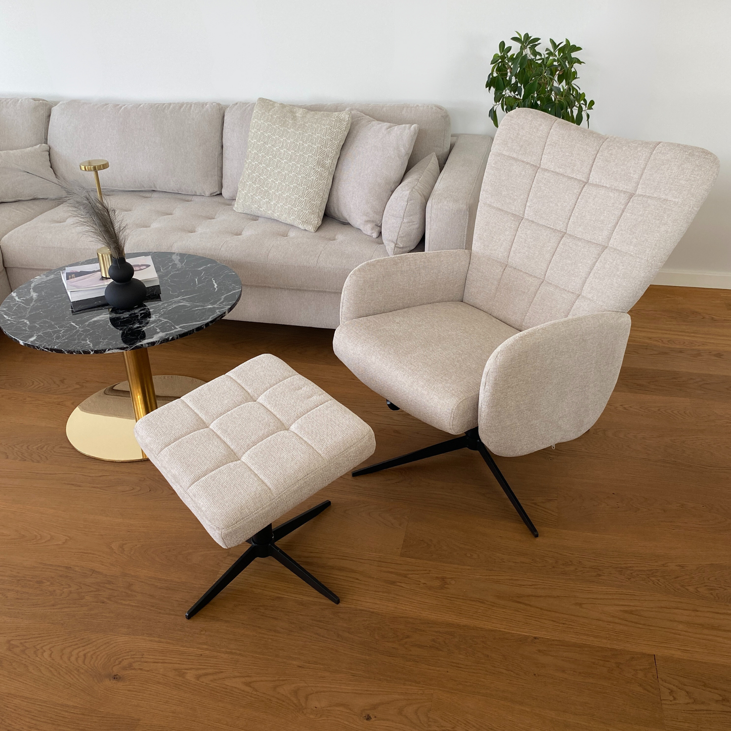 Alfred - Fauteuil inclinable avec repose-pieds - Beige