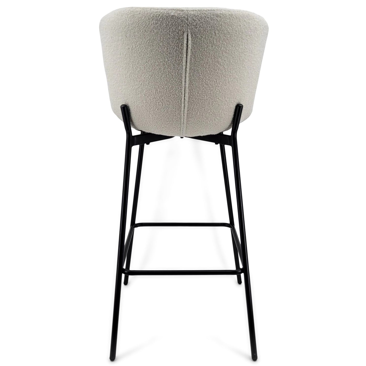 Adena - Tabouret de bar avec dossier en bouclé blanc 65 cm