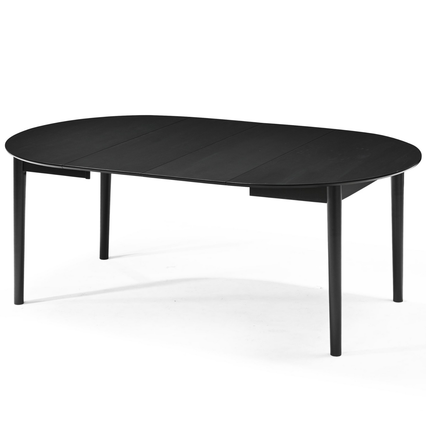 Liam - Table de salle à manger noire avec rallonge 120/160/200 cm - Comprend 2 rallonges