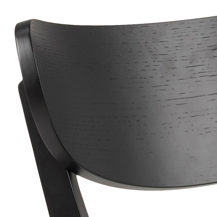 Rickie - Chaise de salle à manger en bois avec placage de chêne noir