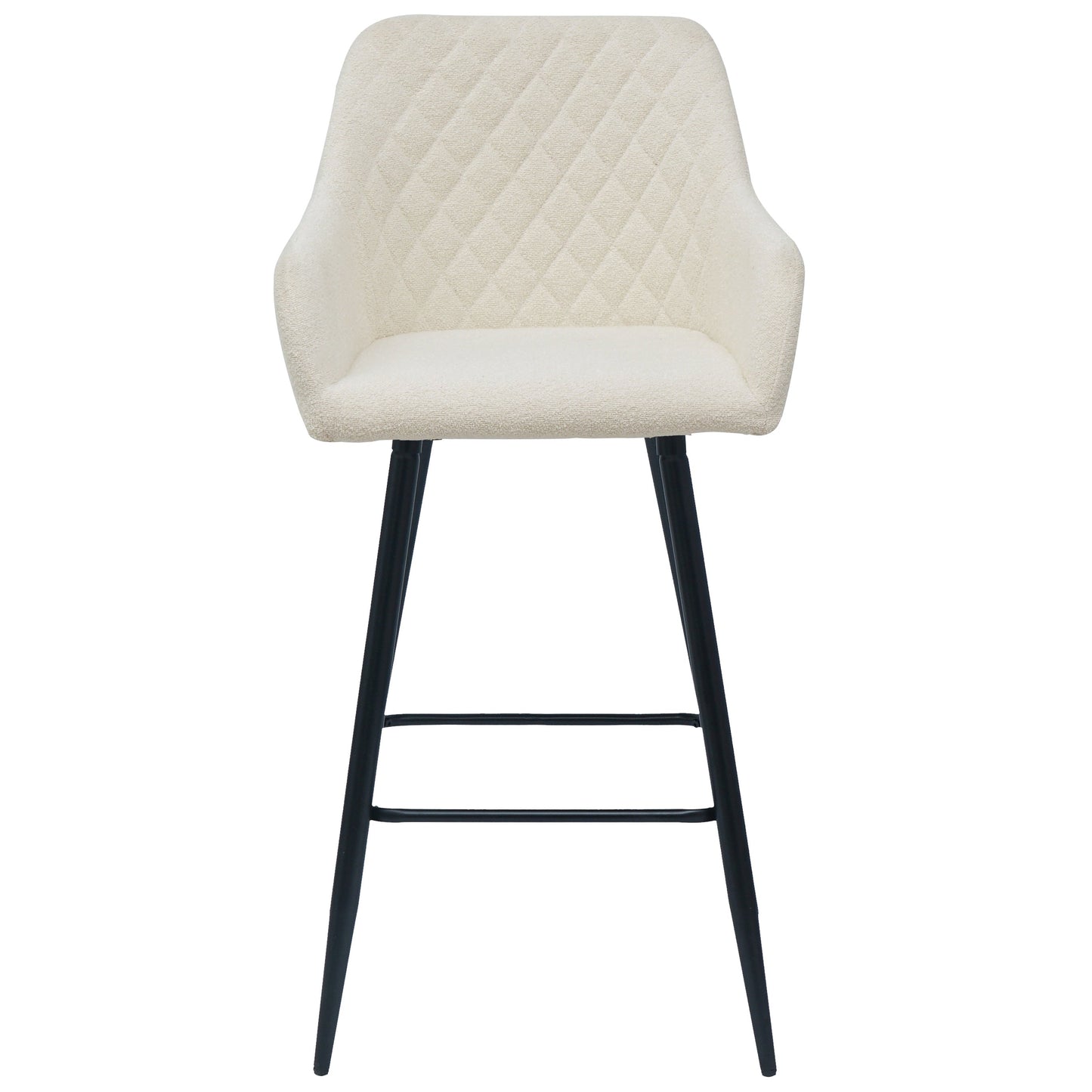 Carlo - Tabouret en bouclé blanc avec accoudoirs 65 cm