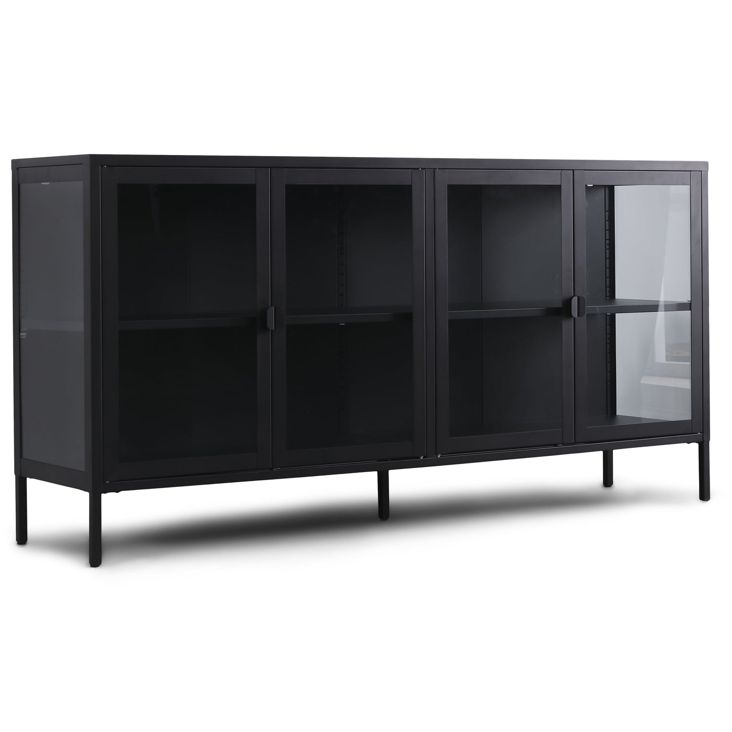 Herman - Vitrine en métal noir/verre 170 x 40 x 85 cm