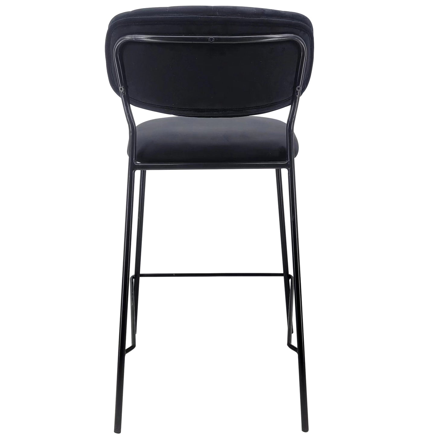 Lucia - Tabouret de bar avec dossier en velours noir 65 cm