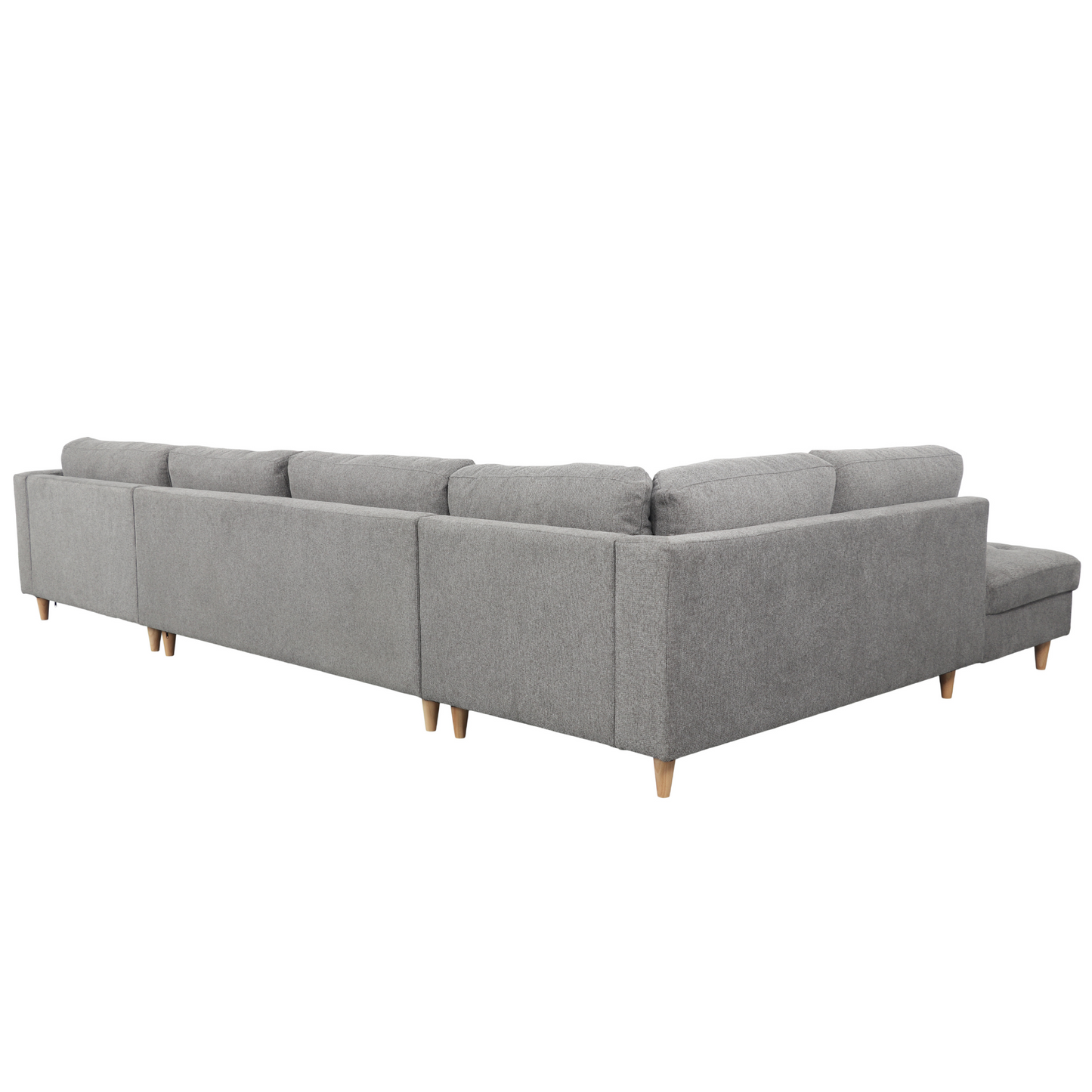 Brandy - Canapé d'angle droit gris avec méridienne L:366 x P:211 x H:80 cm
