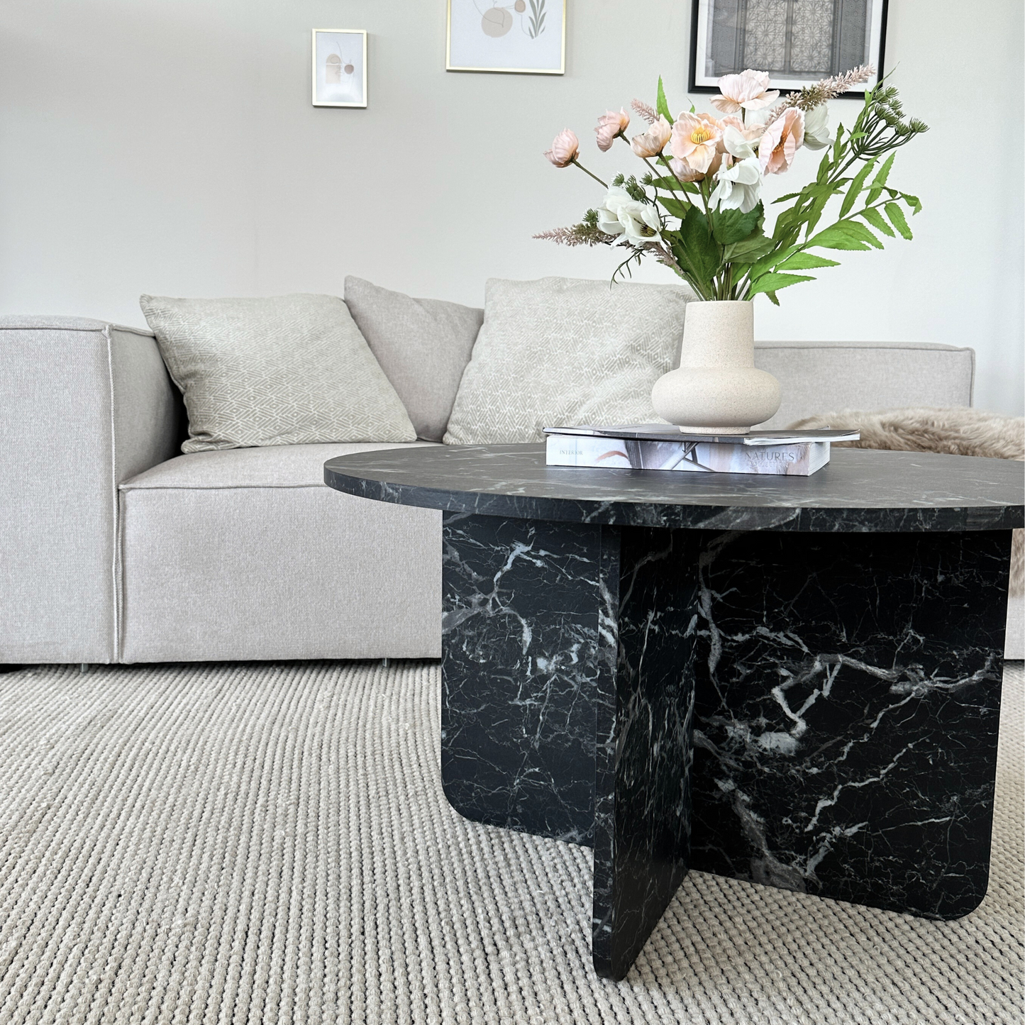 Mercy - Table basse en marbre noir Ø80 cm