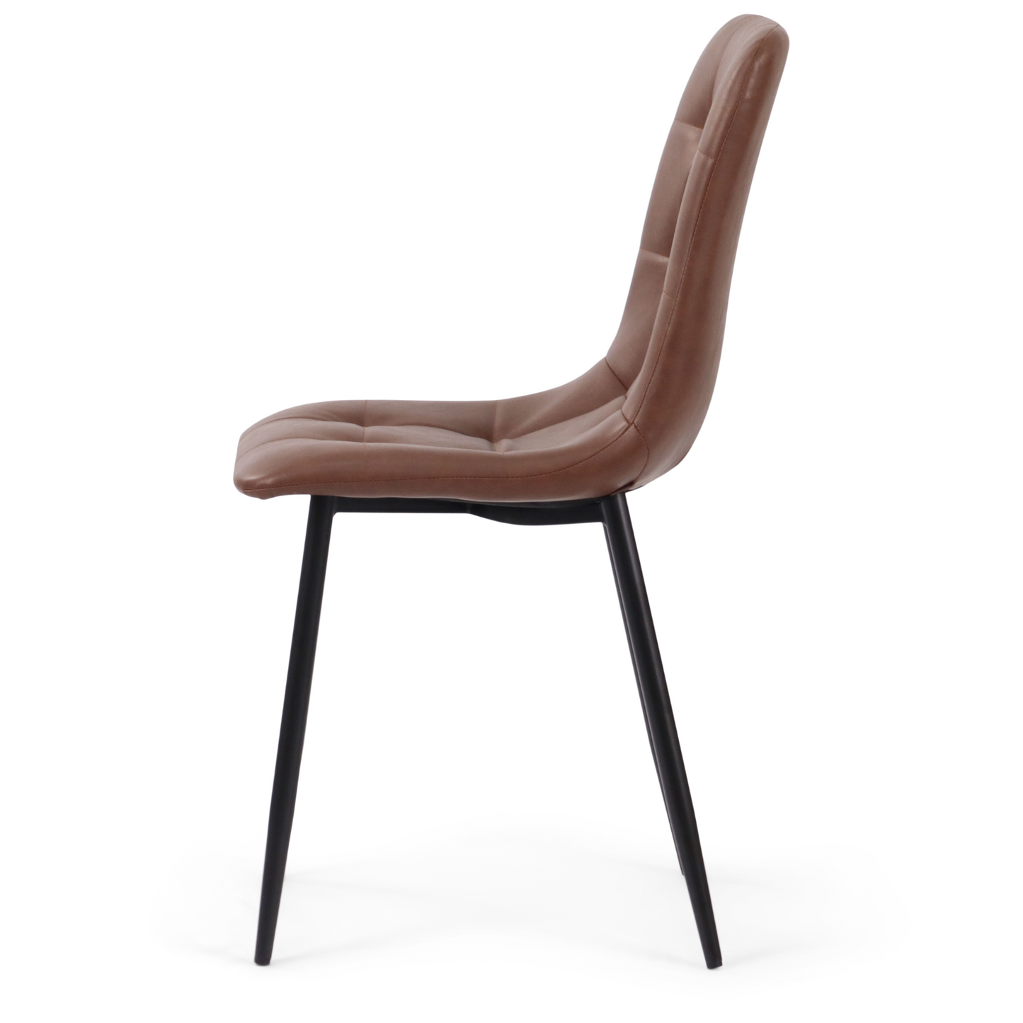 Jessi Chaise de salle à manger - Cuir synthétique brun avec pieds en métal noir