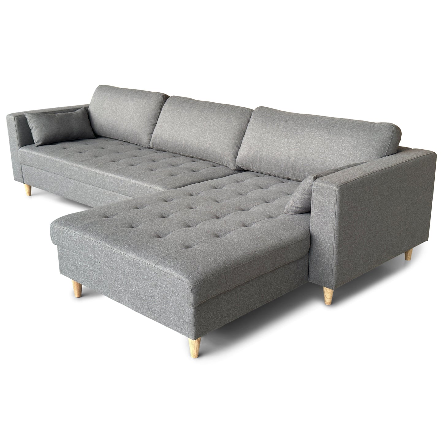 Brandy - Canapé d'angle réversible convertible gris L:290 x P:96 x H:80 cm