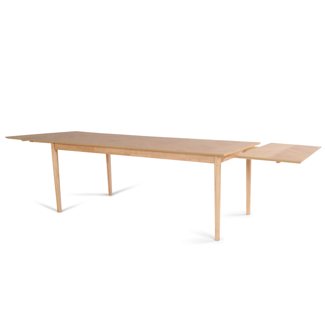 Megan - Table à manger en placage de chêne 200/300 x 90 cm (inclut 2 rallonges)