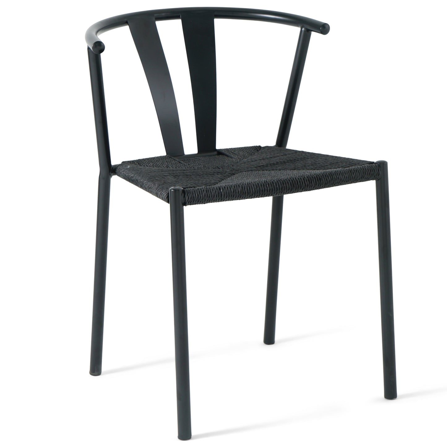 Shila - Chaise de salle à manger noire avec tressage noir