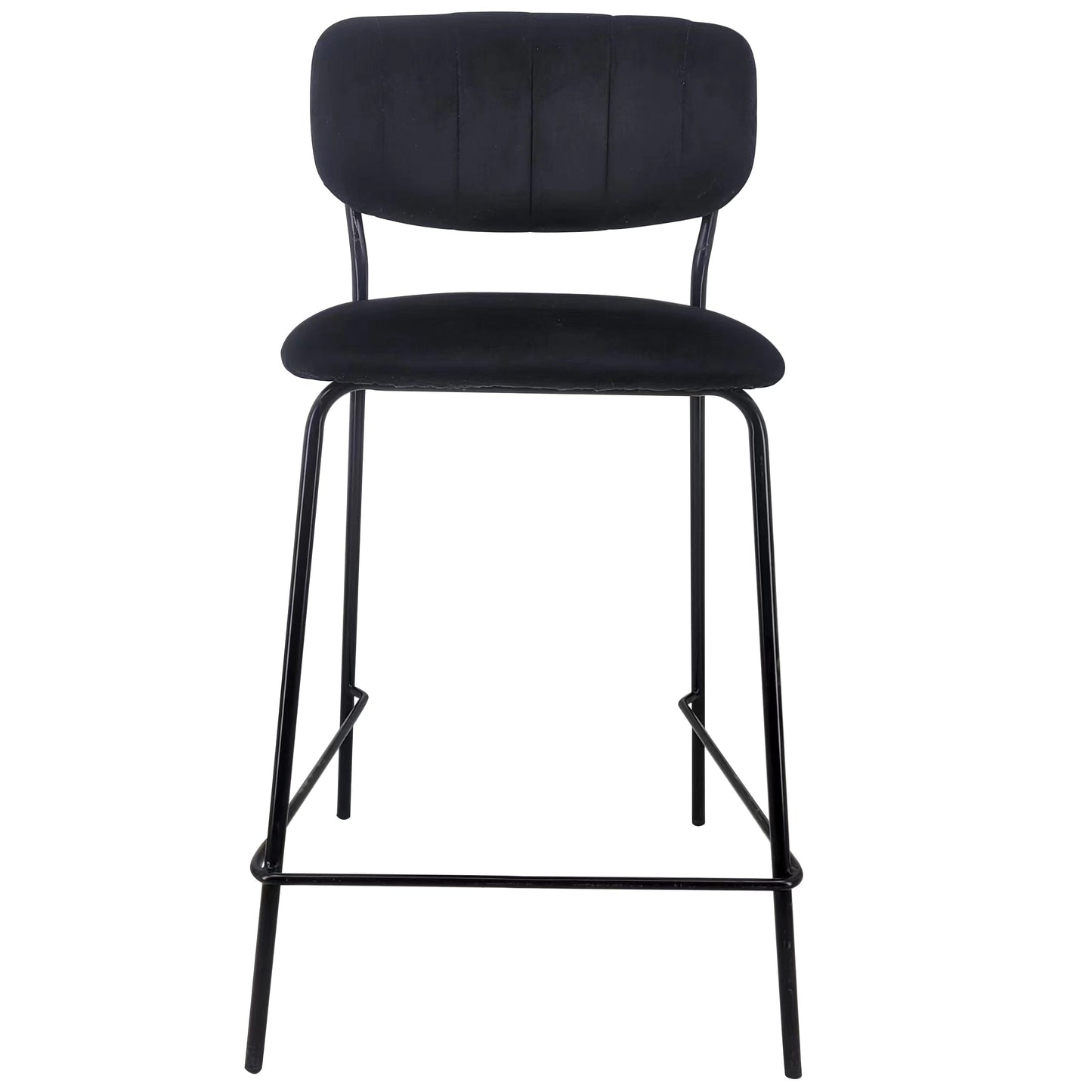 Lucia - Tabouret de bar avec dossier en velours noir 65 cm
