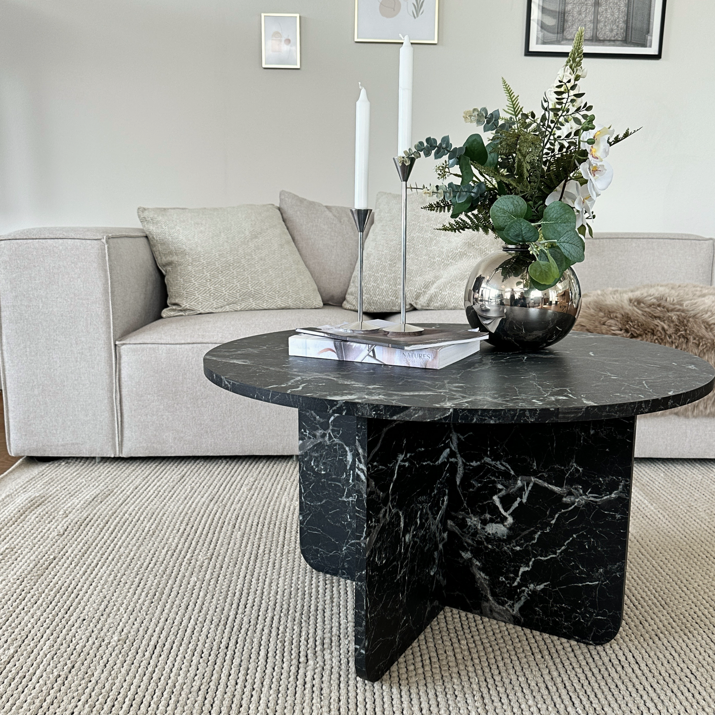 Mercy - Table basse en marbre noir Ø80 cm