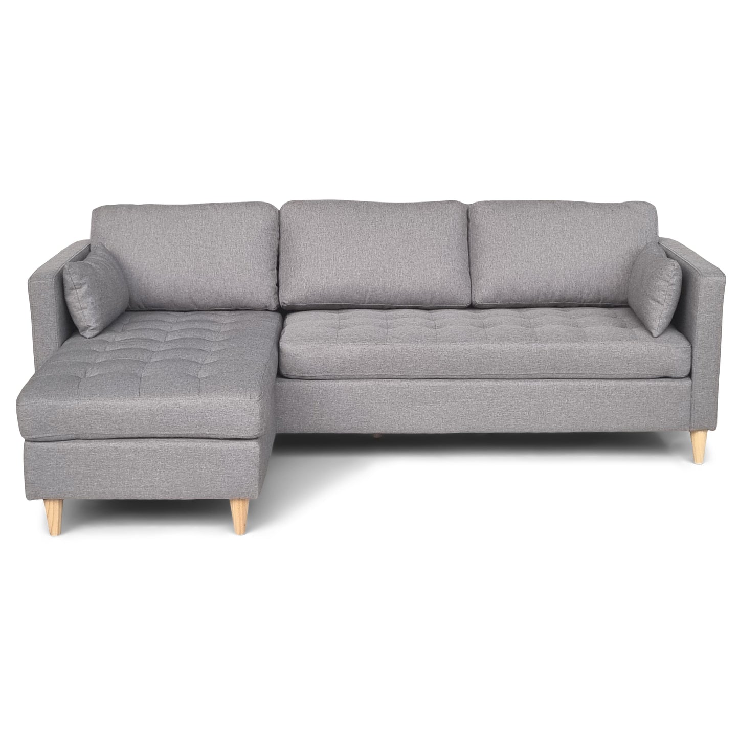 Lulu - Canapé d'angle réversible gris côté droit ou gauche L:215 x P:82 x H:78 cm