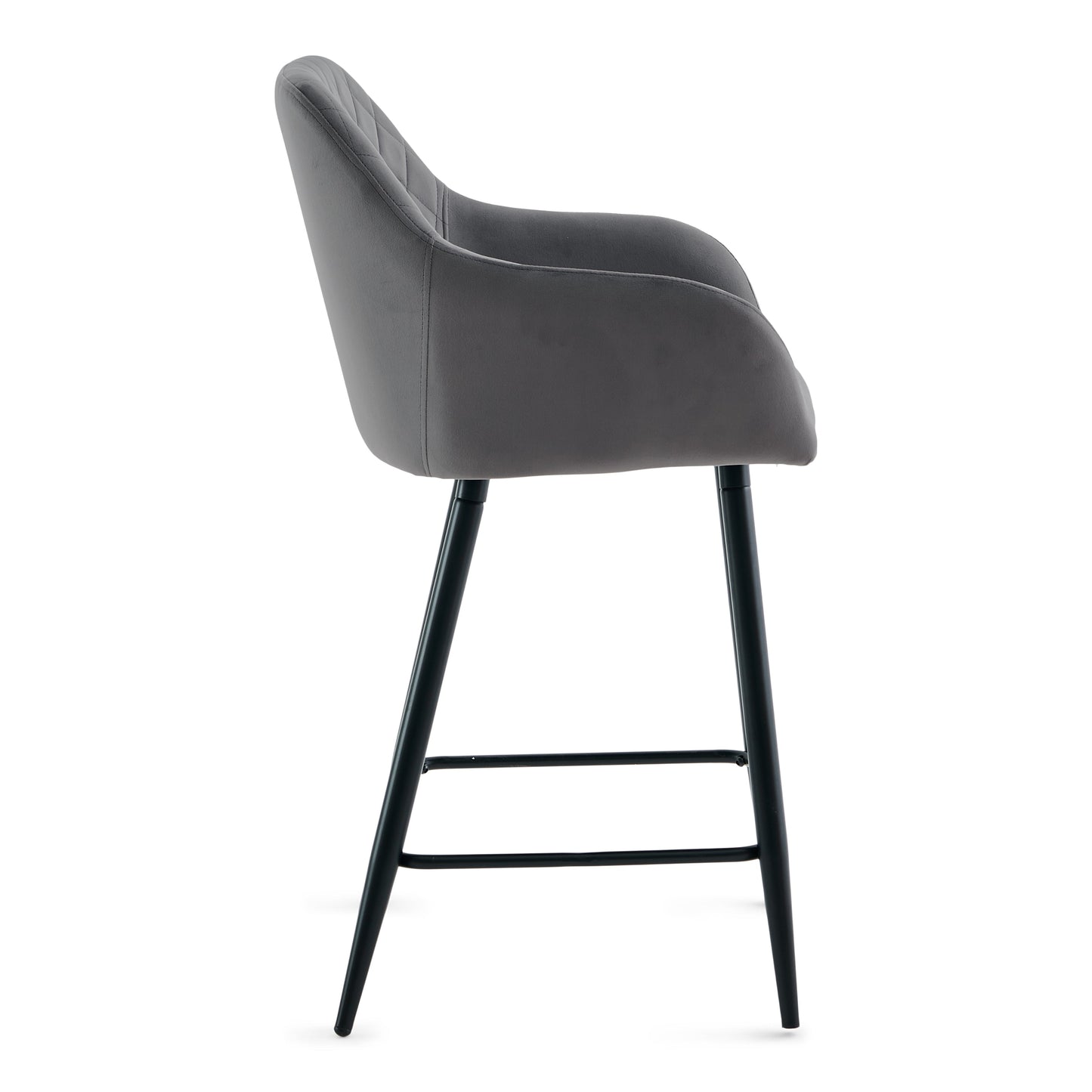 Carlo - tabouret de bar en velours gris avec accoudoirs 65 cm