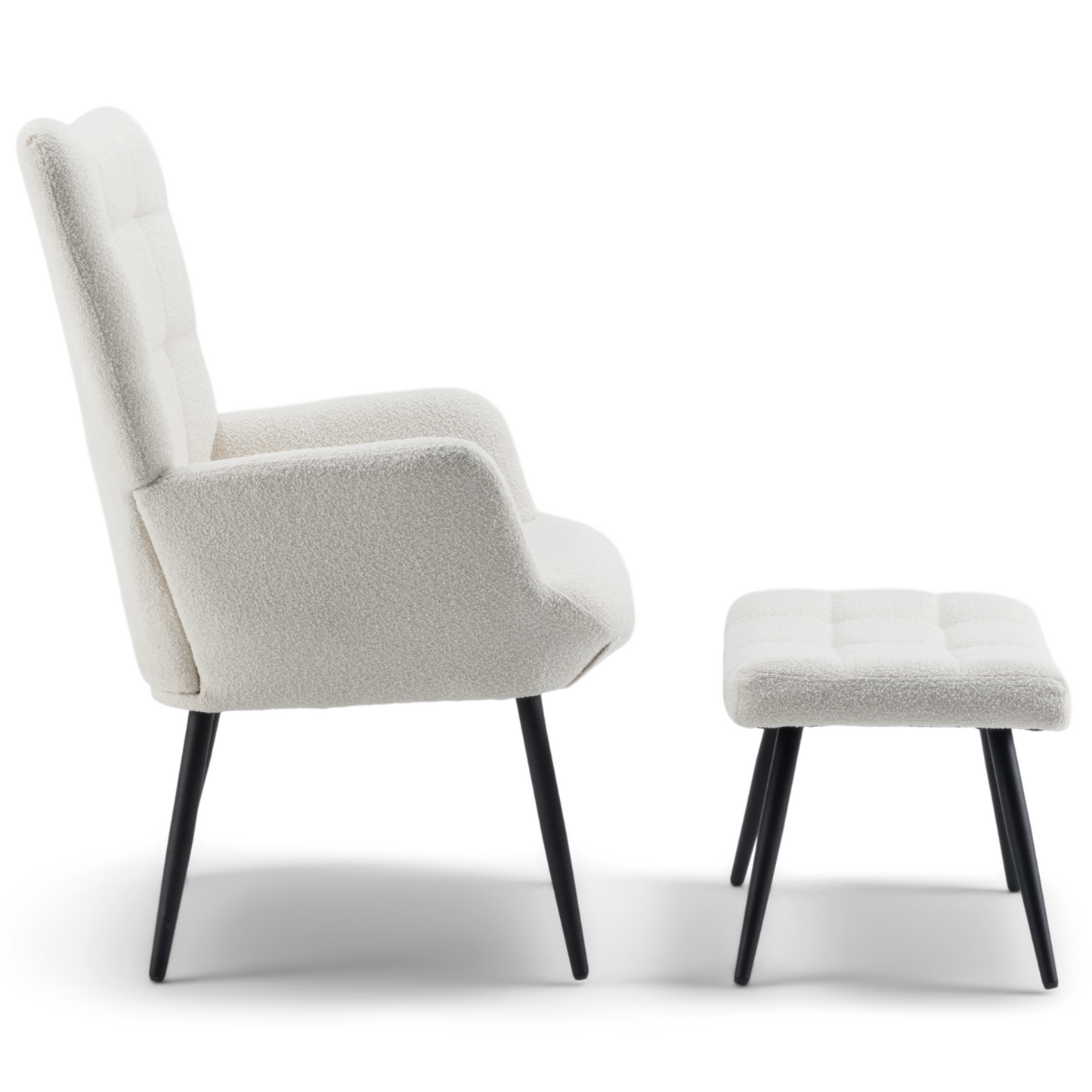 Alfred - Fauteuil inclinable avec repose-pieds - Bouclé beige