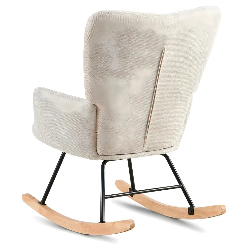 Fauteuil à bascule Allison avec accoudoirs - tissu beige