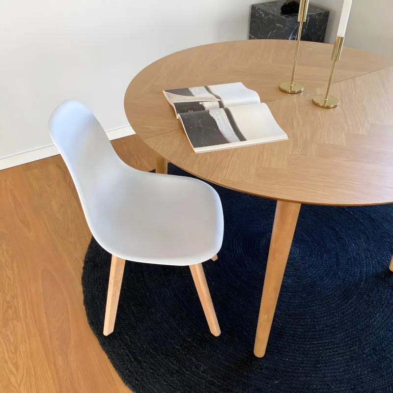 Jessica - Chaise de salle à manger blanche avec pieds en bois