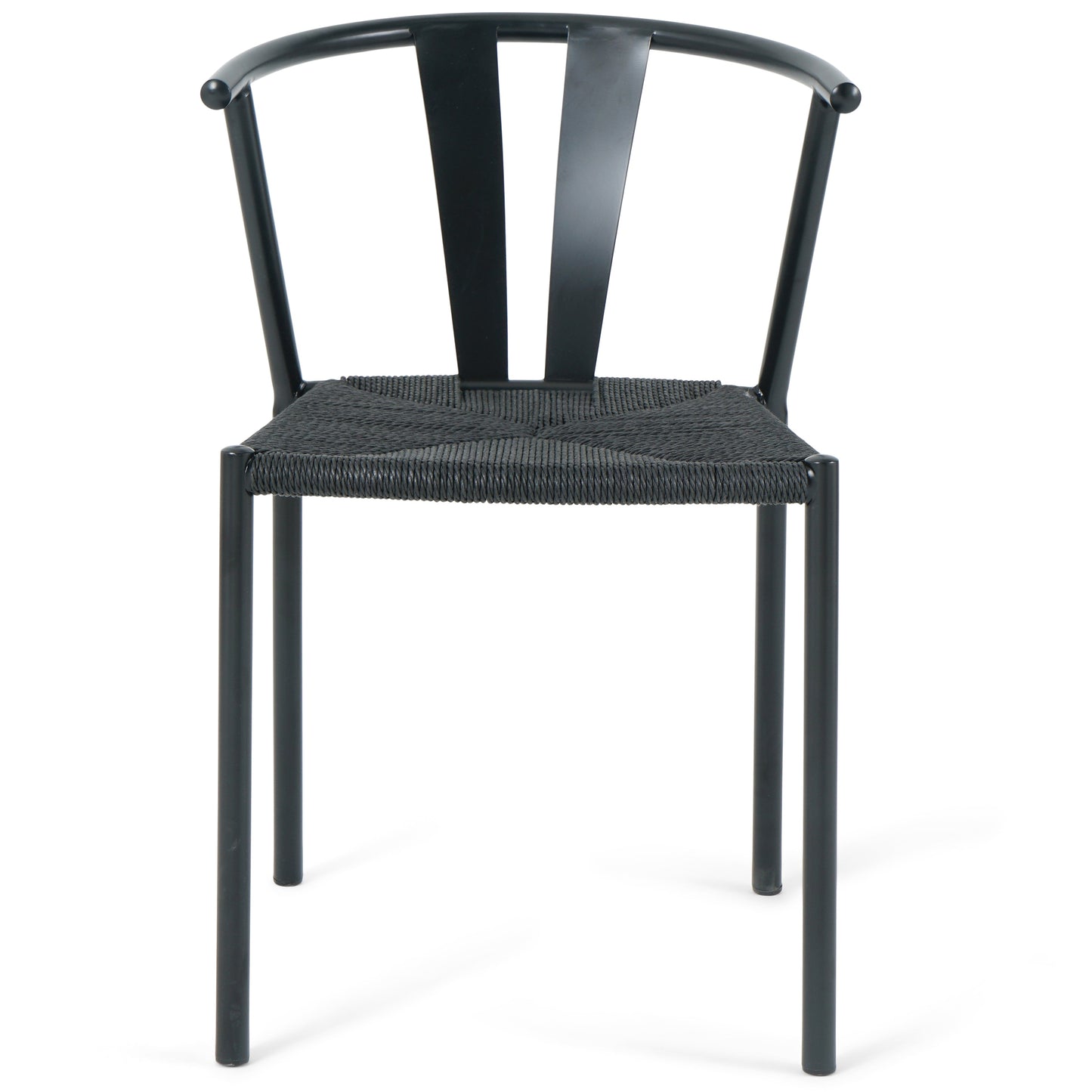 Shila - Chaise de salle à manger noire avec tressage noir