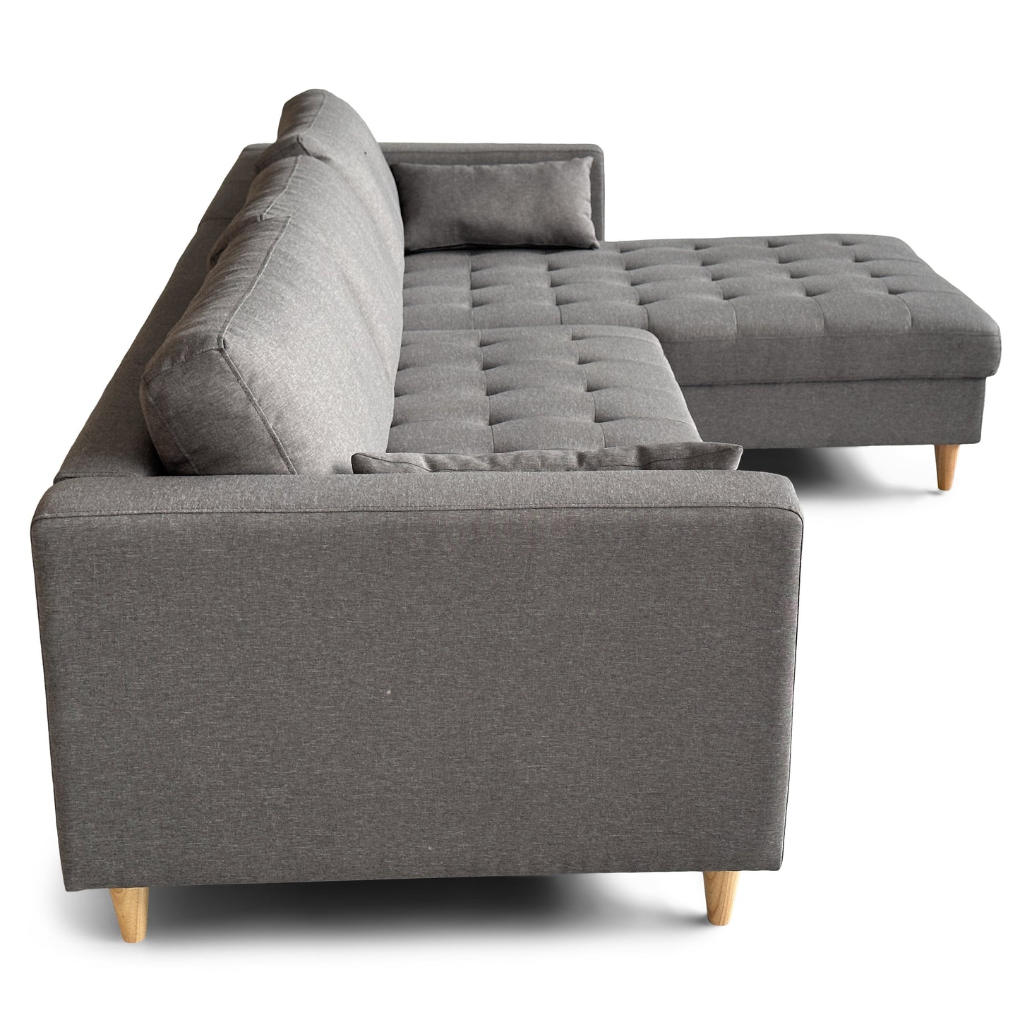 Brandy - Canapé d'angle réversible convertible gris L:290 x P:96 x H:80 cm