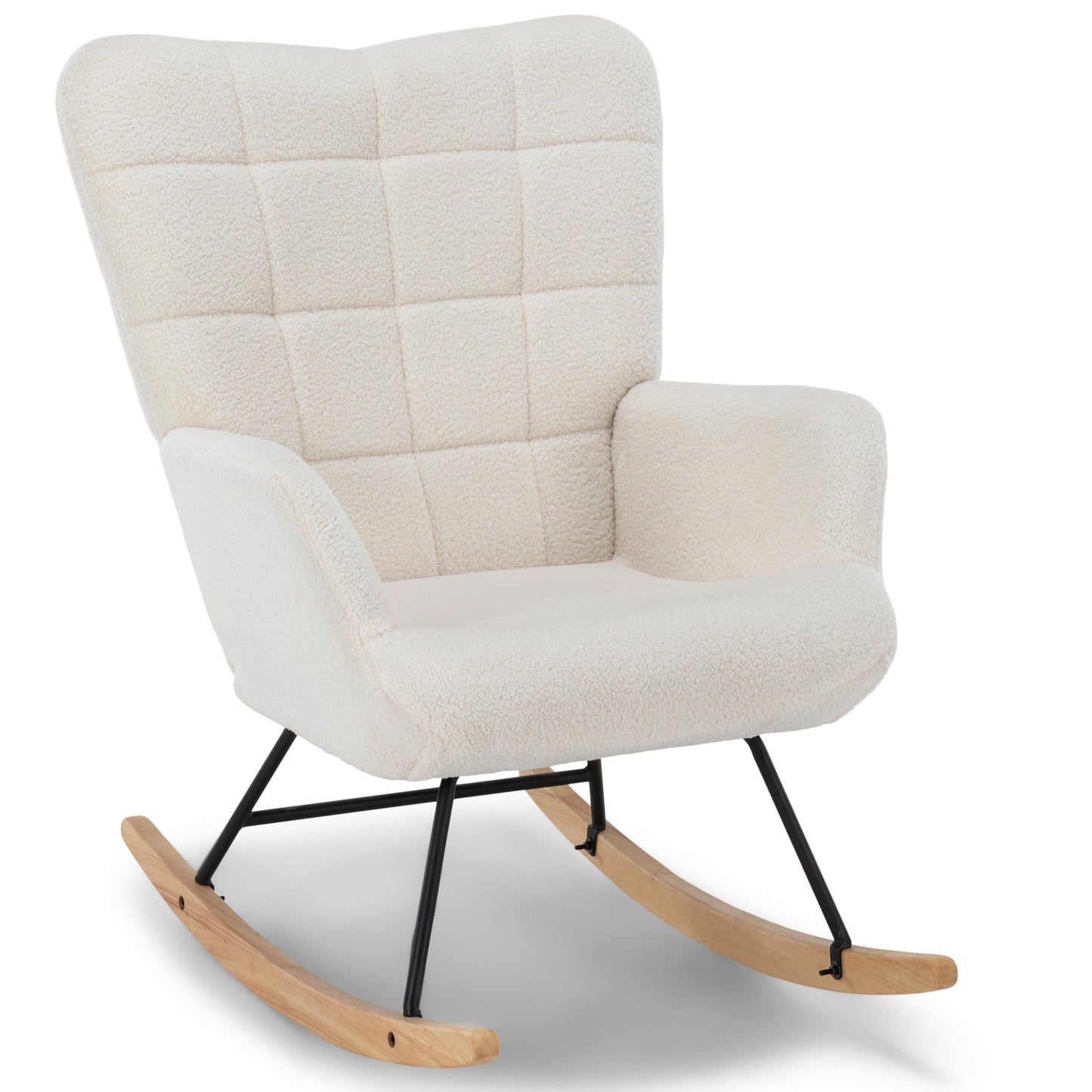 Alfred - Fauteuil à bascule avec accoudoirs - Peluche blanche
