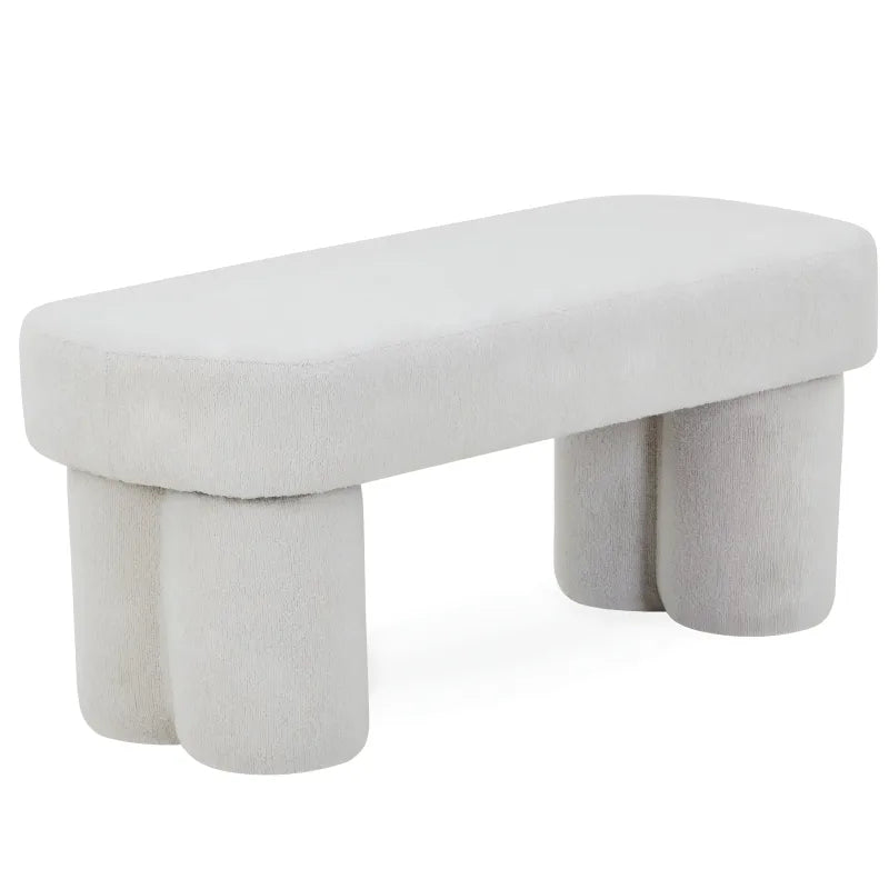 Linea banc blanc bouclé 100x42x44 cm