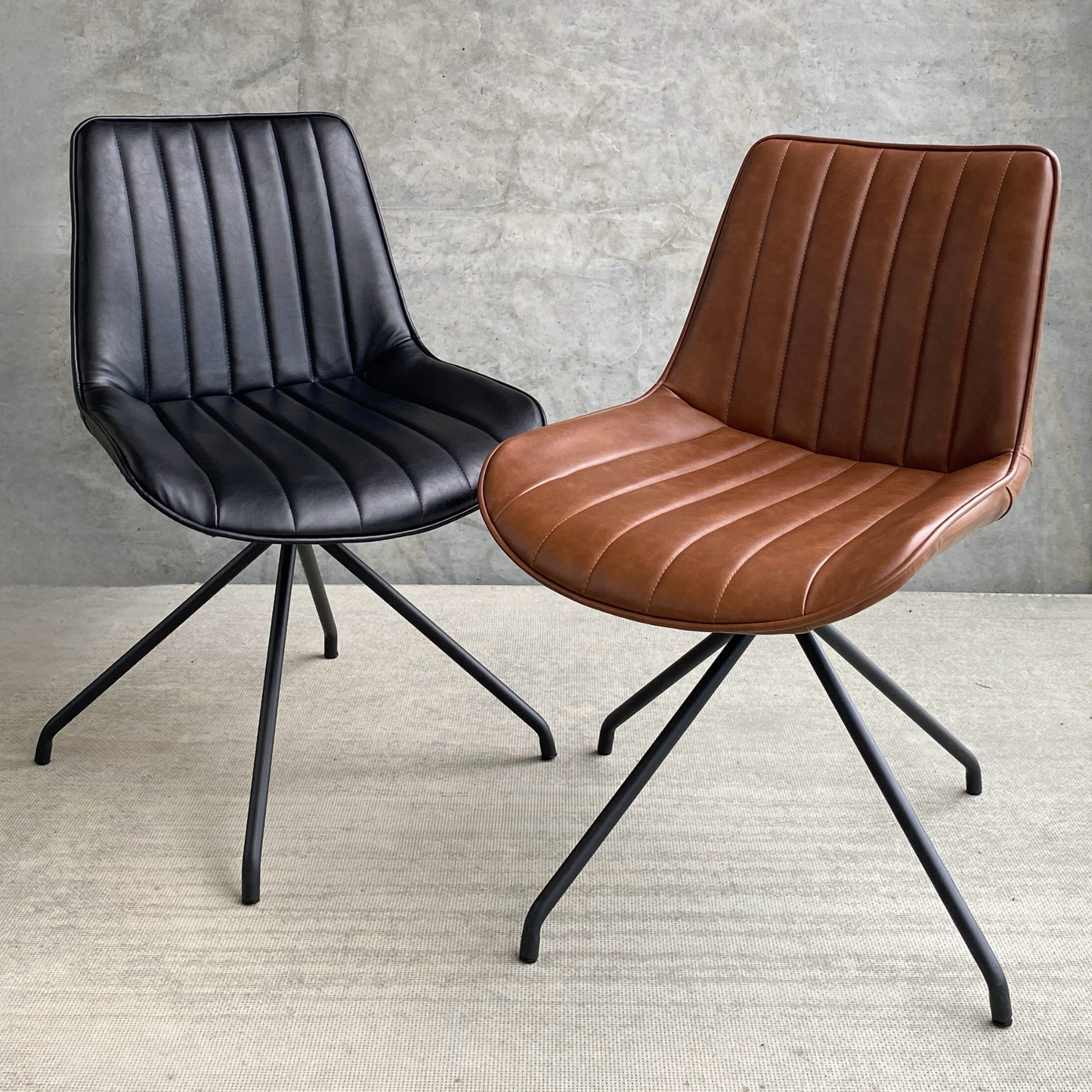 Lola - Chaise de salle à manger en similicuir brun avec fonction pivotante à 360 degrés