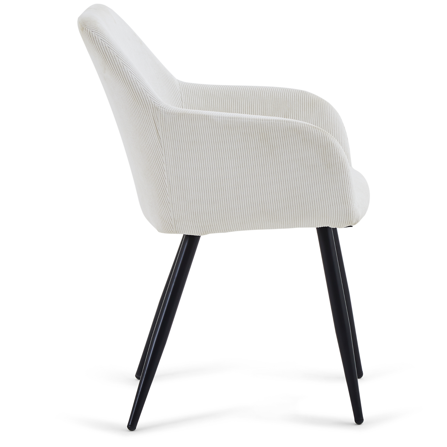 Jenna chaise de salle à manger - velours blanc avec pieds noirs