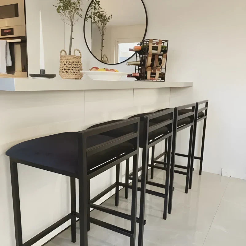 Allie - Tabouret de bar de cuisine en velours noir 65 cm