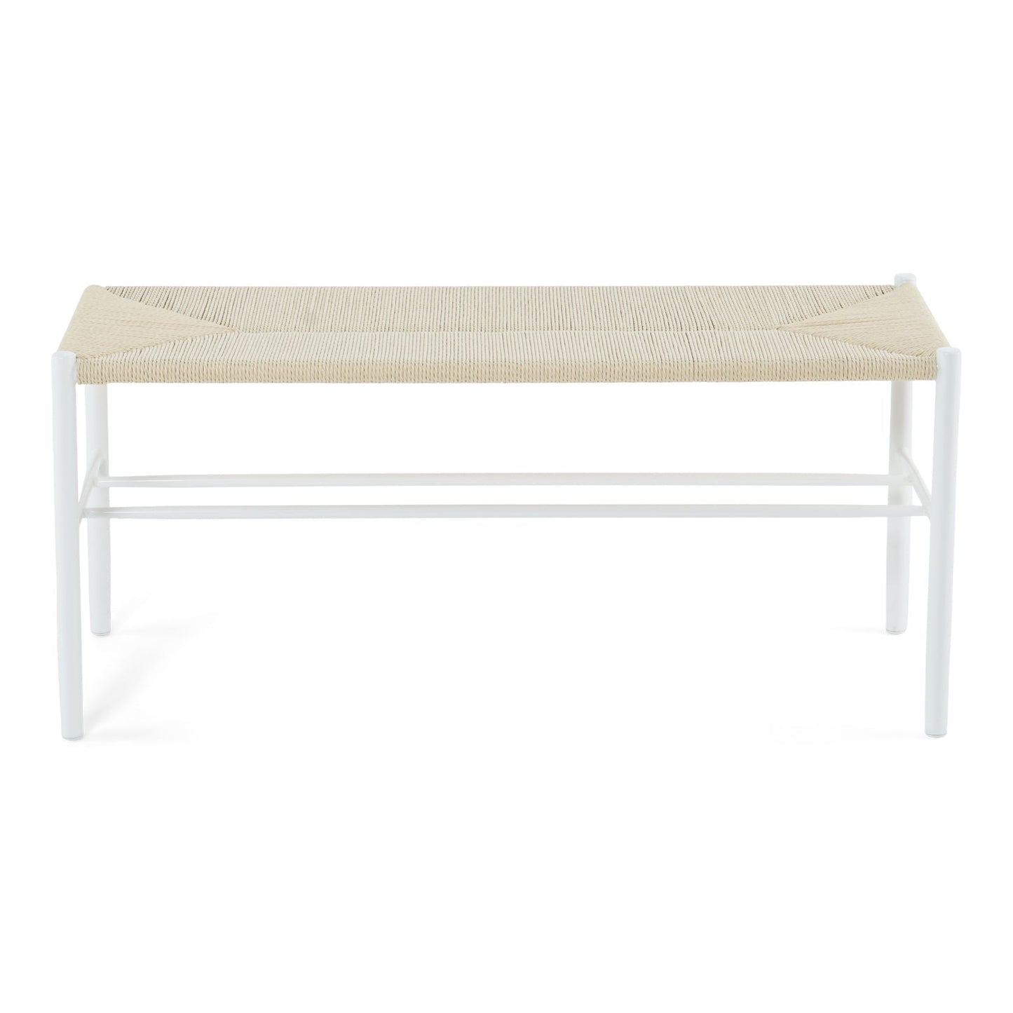 Bella - Banc blanc avec assise en rotin