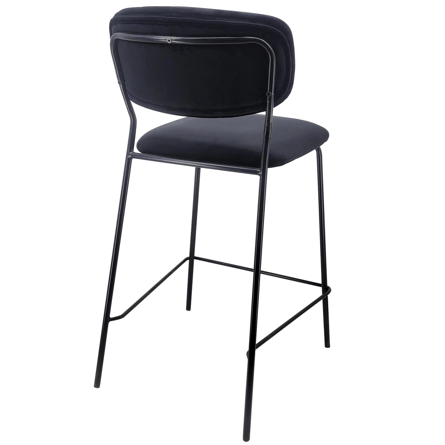 Lucia - Tabouret de bar avec dossier en velours noir 65 cm