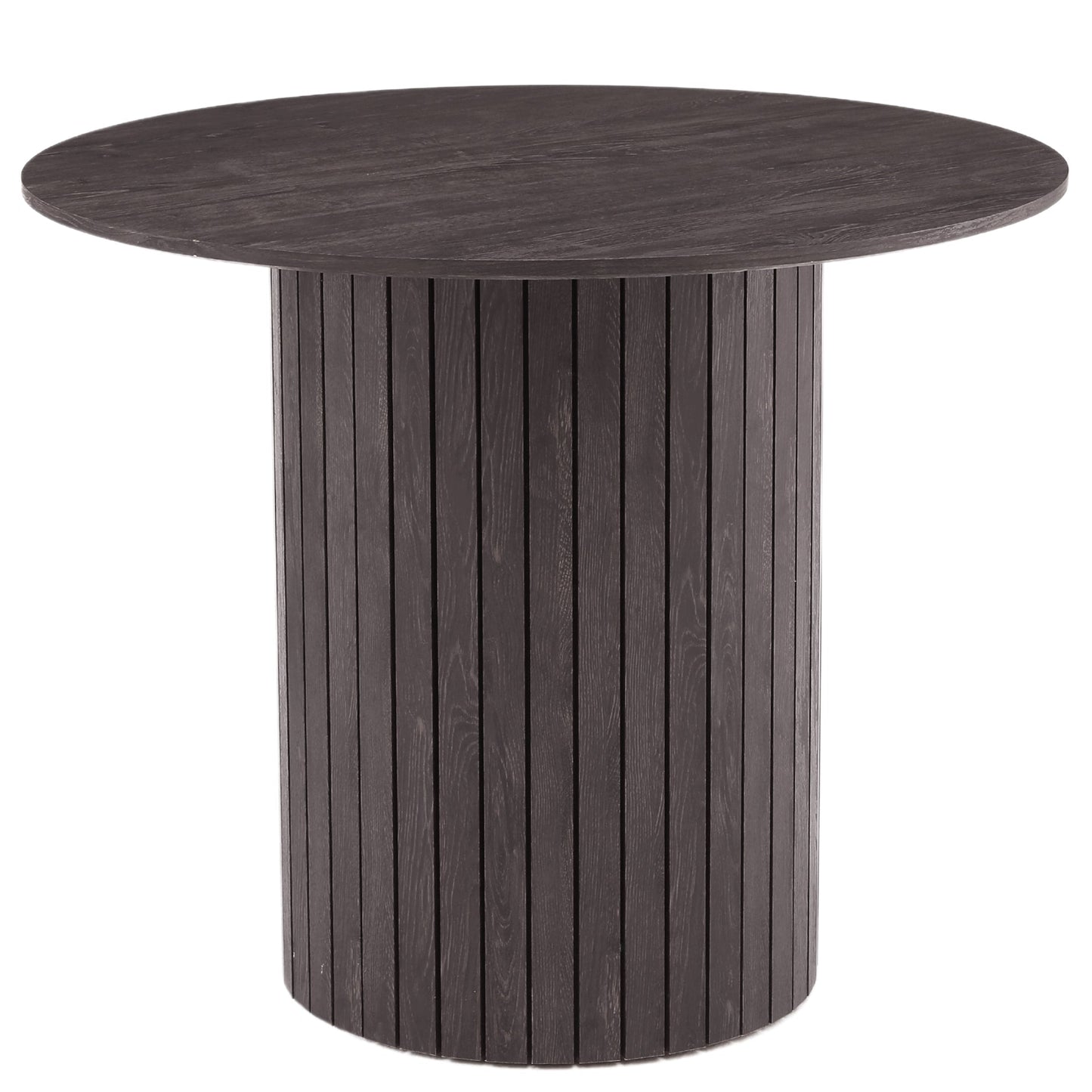 Milas table à manger ronde Ø90 cm - look chêne fumé avec pied en colonne