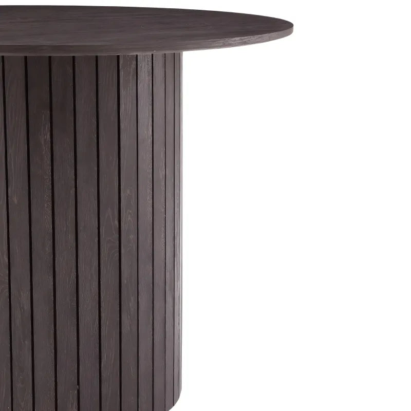 Milas table à manger ronde Ø90 cm - look chêne fumé avec pied en colonne