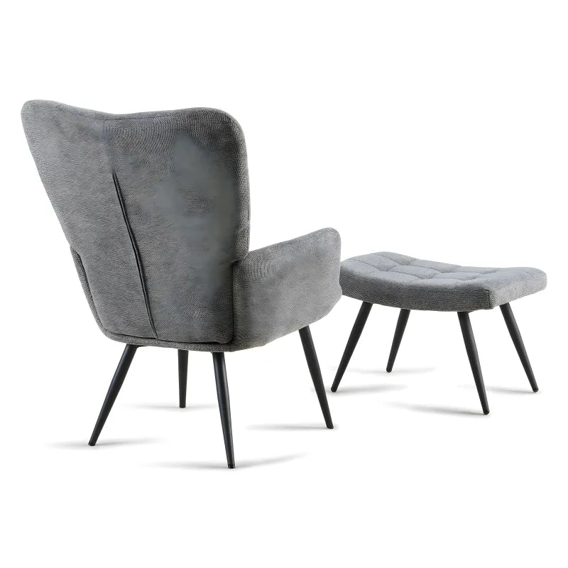 Allison Fauteuil avec repose-pieds - tissu gris