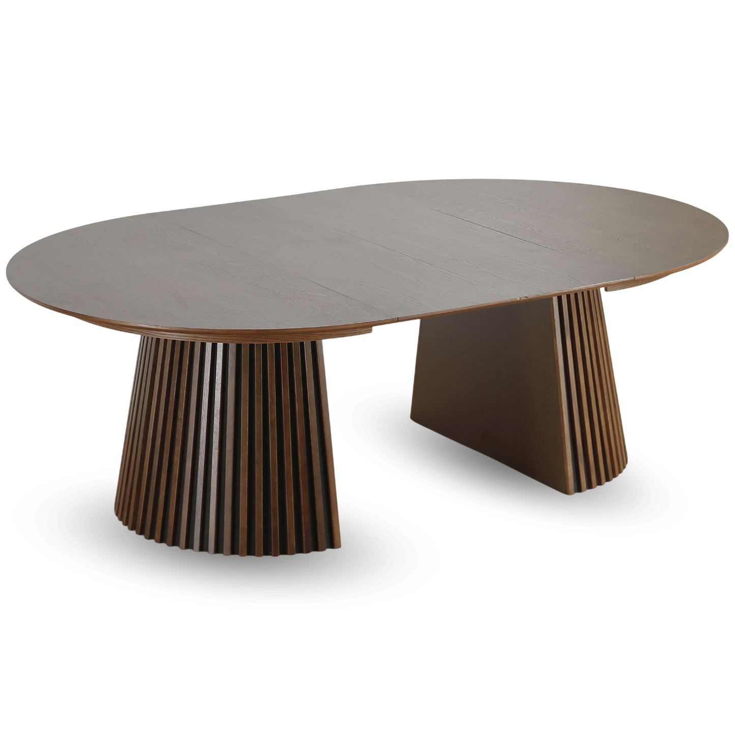 Lewis - Table ronde en chêne fumé avec rallonge 150/190/230 cm - 2 rallonges incluses