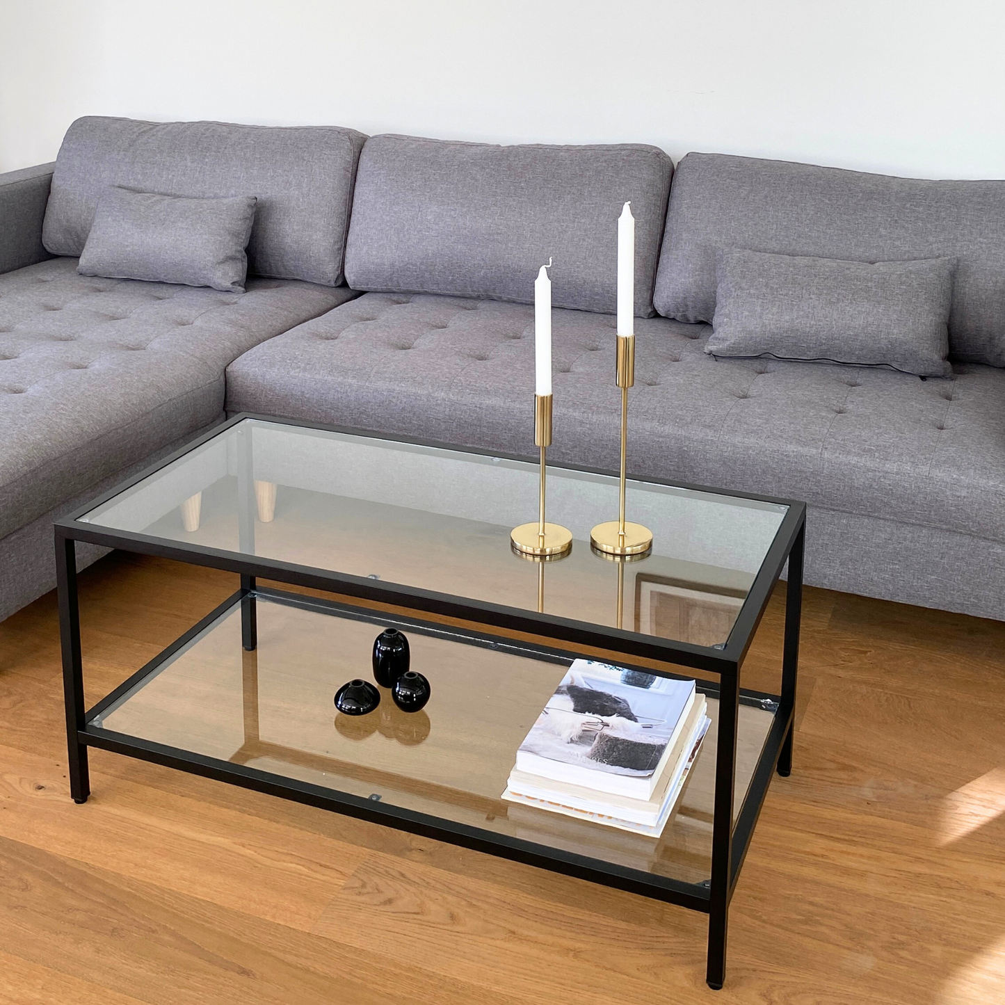 Brandy - Canapé d'angle réversible convertible gris L:290 x P:96 x H:80 cm