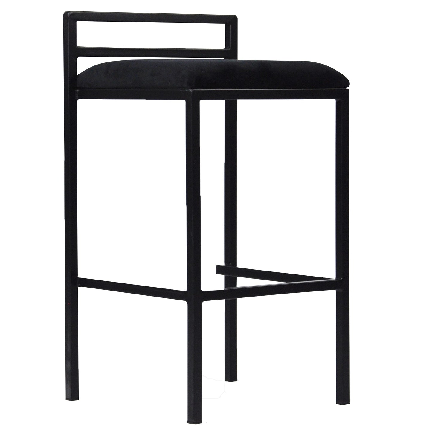 Allie - Tabouret de bar de cuisine en velours noir 65 cm