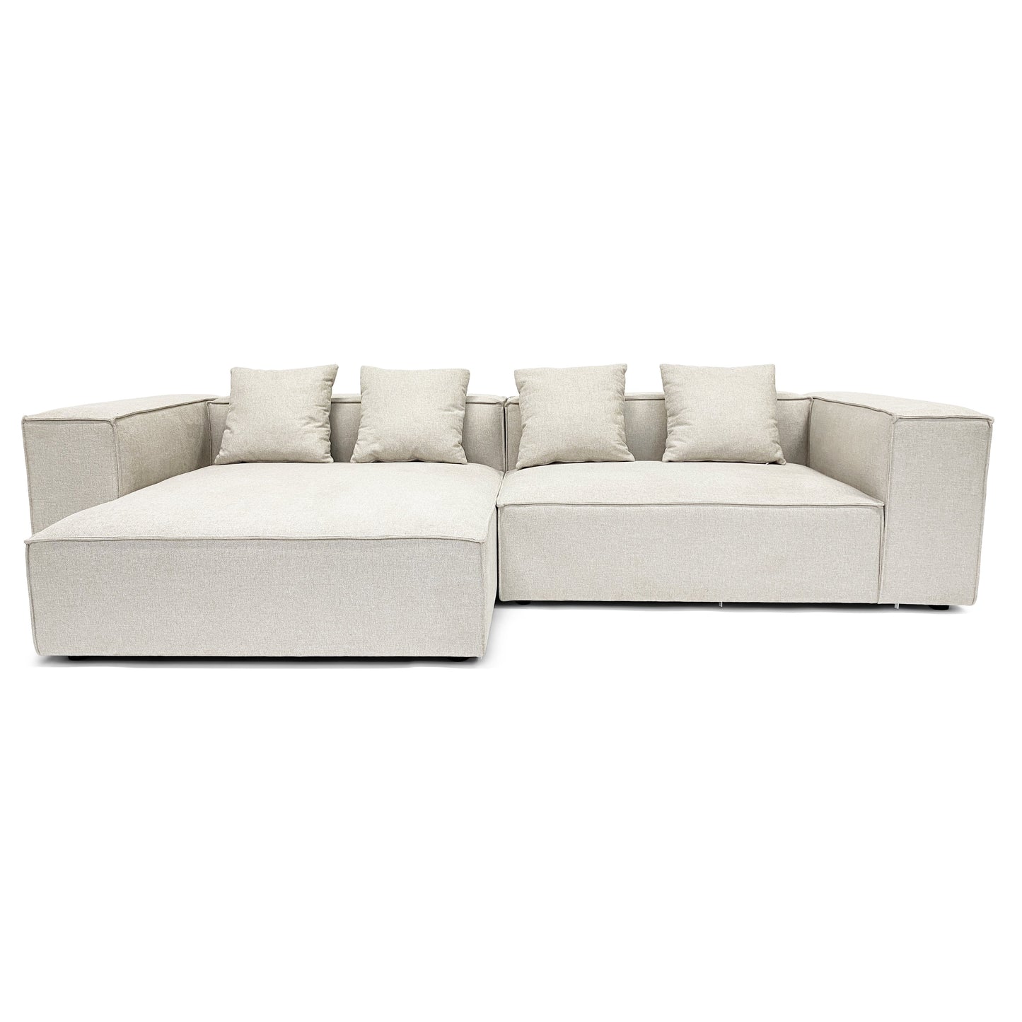 Hailey - Canapé modulaire beige avec méridienne gauche et 2 modules L: 294 x P: 148 x H: 65 cm