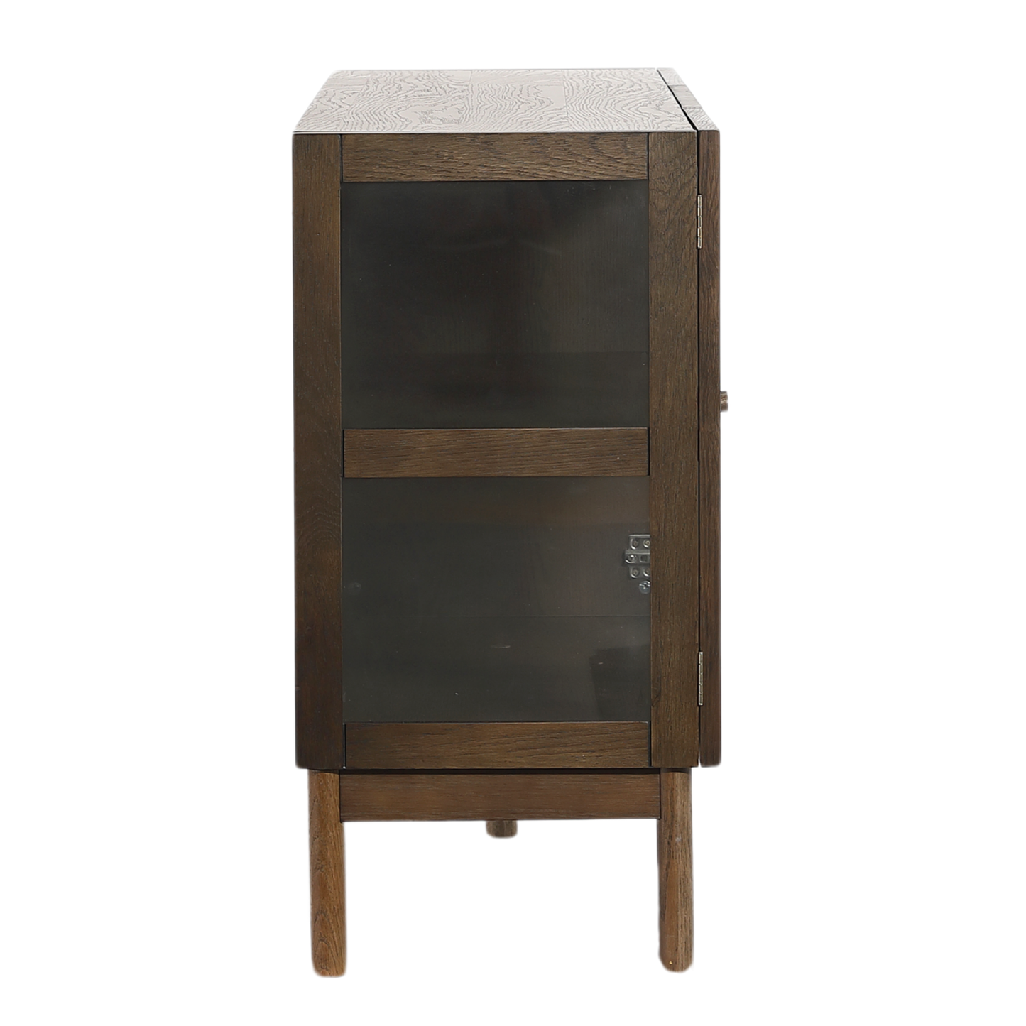 Havana Buffet/Vitrine en chêne avec portes vitrées en chêne fumé et 3 portes – 80x40x140 cm