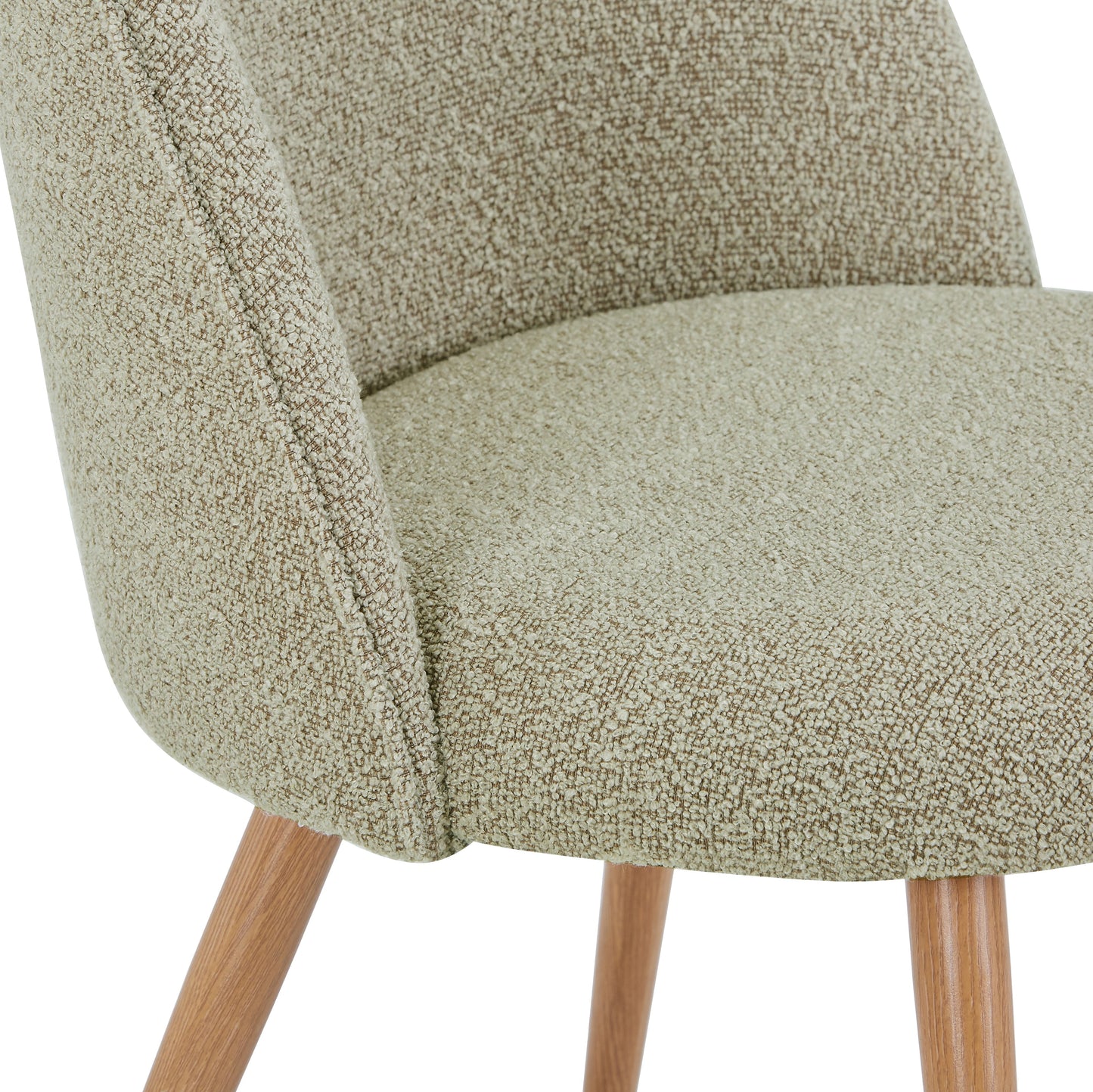 Annika Chaise de salle à manger – Tissu bouclé sable avec pieds aspect chêne